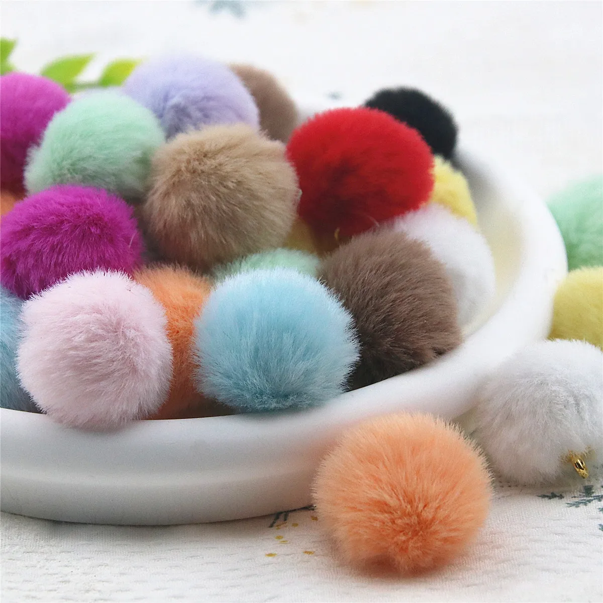 30pcs Plush furry Charm Pendant Beads Ball for Hair clip Necklace Bracelet Jewelry Making DIY Craft Accessories