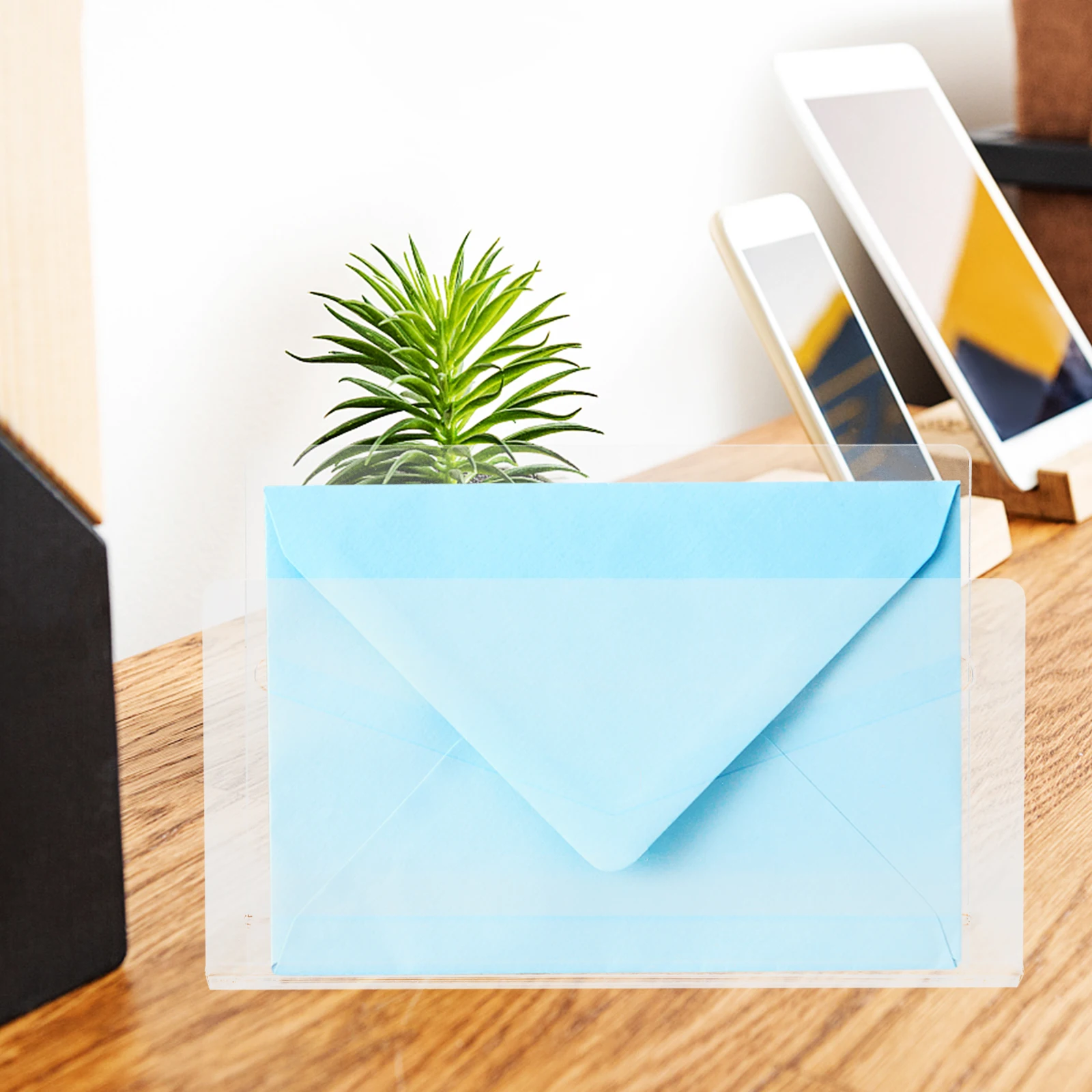 

Desktop Organizer Acrylic Mail Holder Envelopes Large Cards Clear Visibility Easy Access Craftsmanship Replacement Office