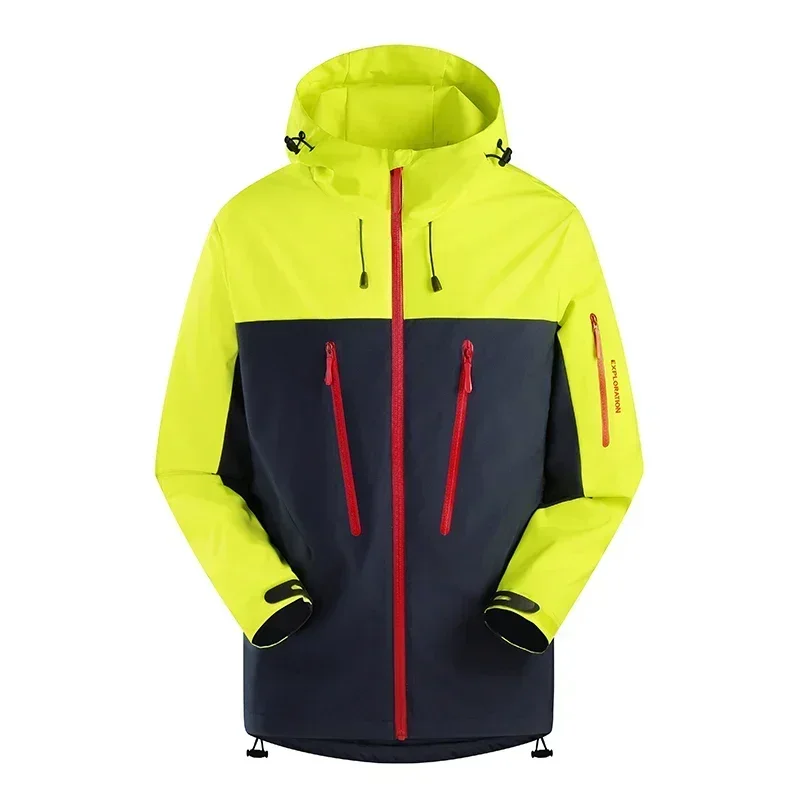 Spring Autumn Men's Windbreaker Fashion Outdoor Mountaineering Travel Windproof Waterproof Hooded Jacket Slim Fit Versatile Coat