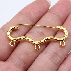 WYSIWYG 10pcs 46x20mm 3 Colors Brooch Pin Charms Connector Accessories For DIY Jewelry Making Handmade Jewelry Findings