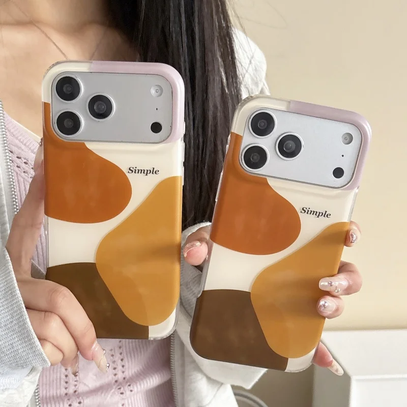 

Artistic Color Blocks Phone Case For iPhone 17 Pro 16 15 Pro Max Cover Fashion Simple Shockproof Cases For Apple iPhone 14 Pro M