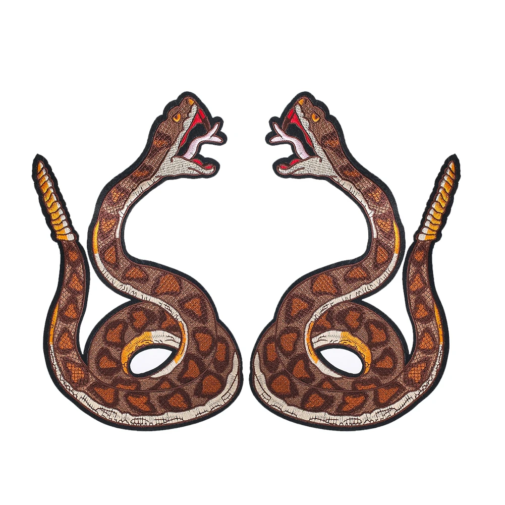 27cm Large Snake Embroidered Patch Python Rattlesnake Iron On Patches Clothing Back Biker Jacket Vest Punk Badge Applique