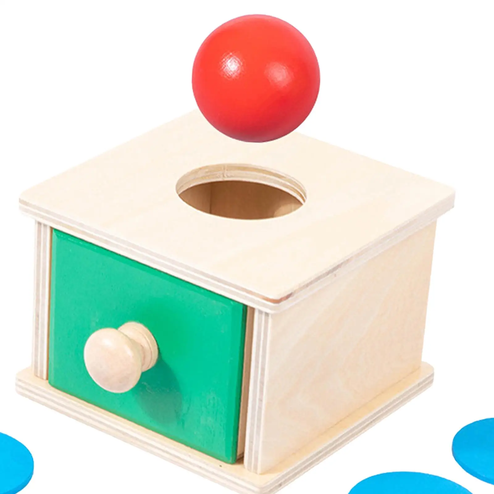 Caja a juego con forma de madera, materiales de juguete, caja de permanente con cajón