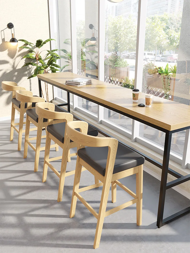 

Bar Bar Chair Nordic Milk Tea Shop Back To High Chair Combination Window Cafe Dessert Shop High Stool Restaurant