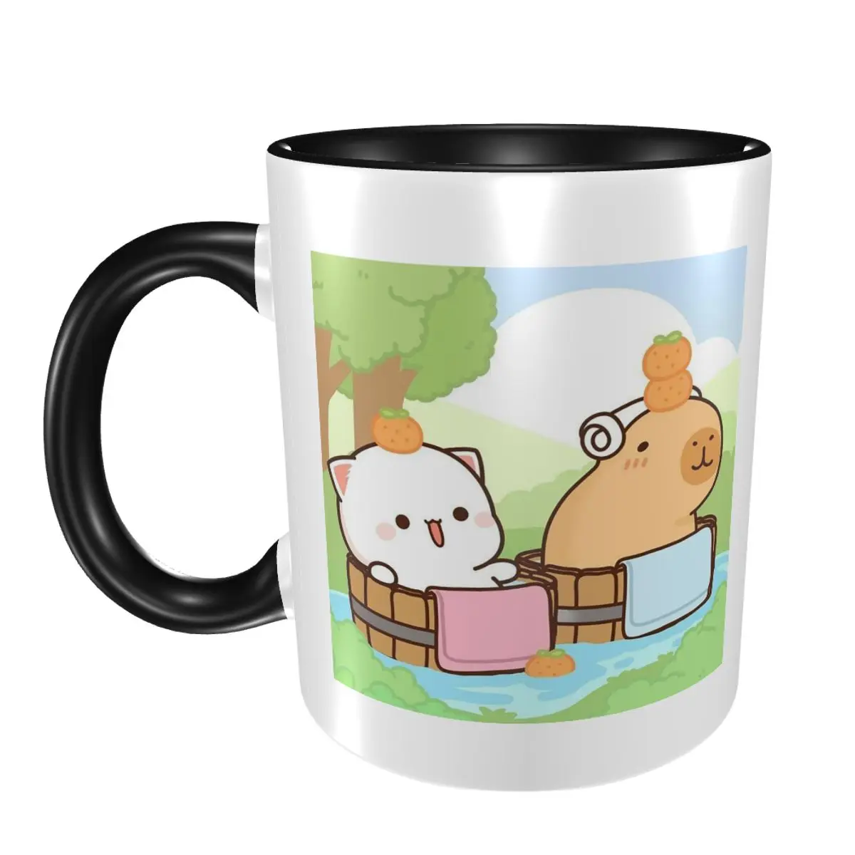 Taza aguda de gato Mochi de melocotón y Goma, divertidas tazas de café de cerámica, tazas de té, taza de leche, regalo para mujer y hombre