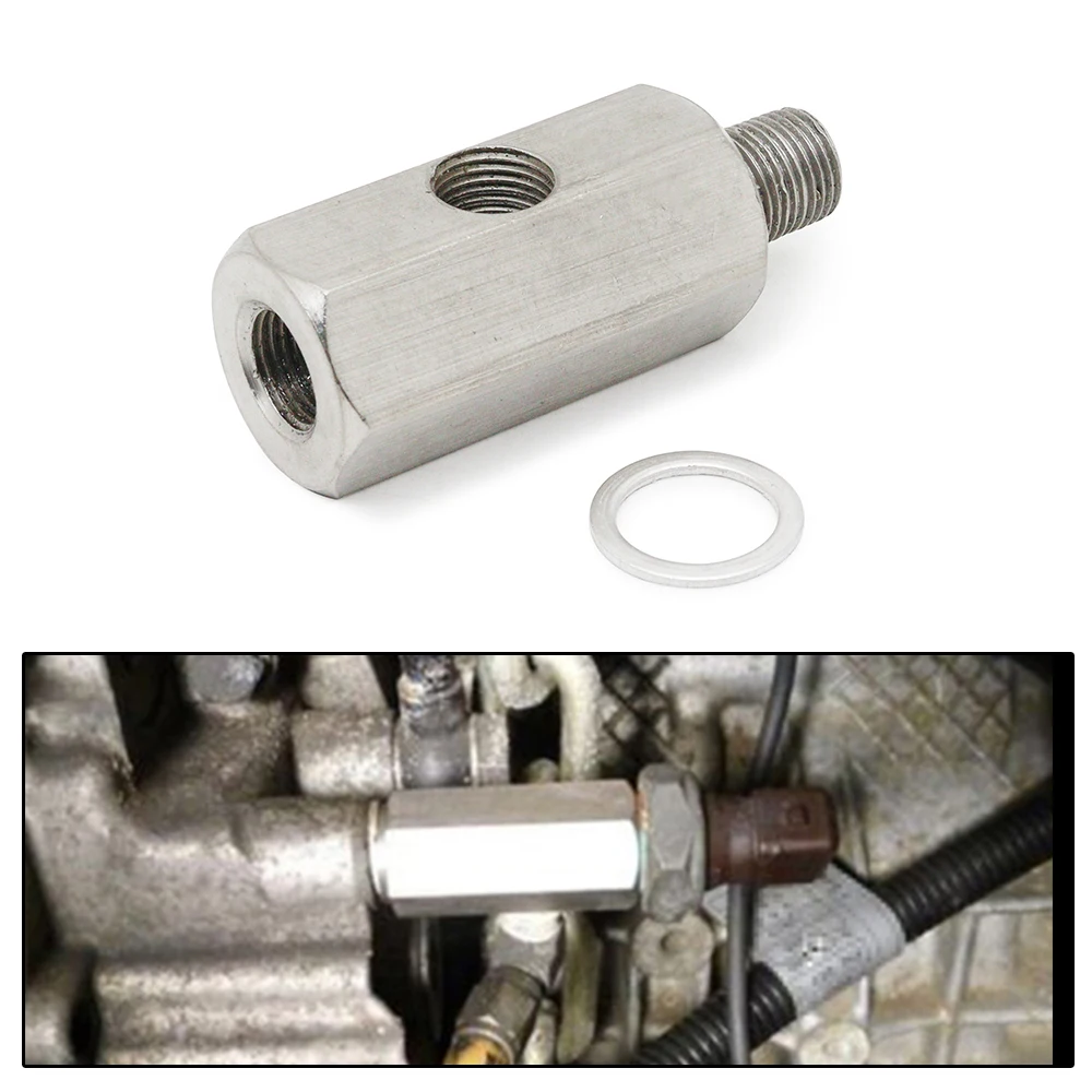 Stainless Steel 1/8'' BSPT Oil Pressure Sensor Tee to NPT Adapter Turbo Feed Line Gauge T-Piece