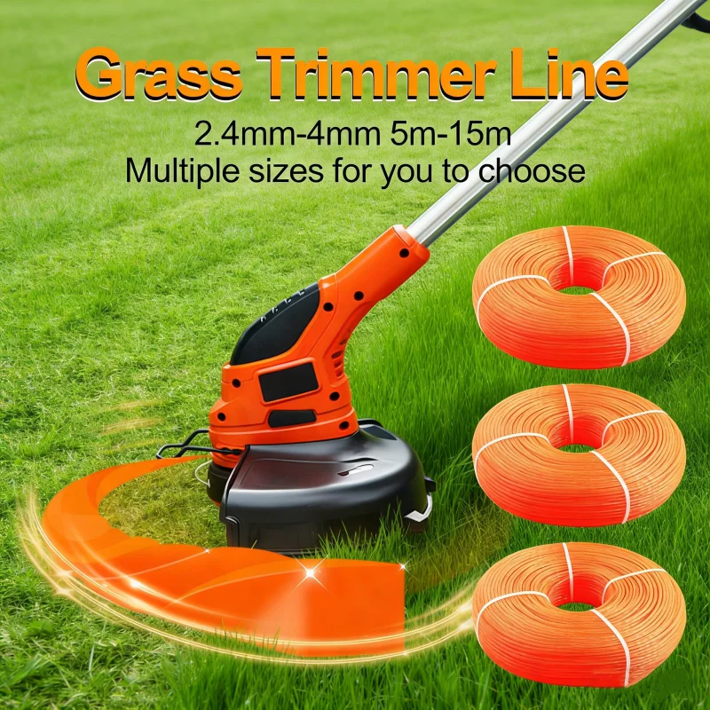 

LUSQI Nylon Grass Trimmer Line Spiral Brush Cutter Rope 2.4mm-4mm 5m-15m Heavy Duty Cutting Line Grass Trimmer Accessories