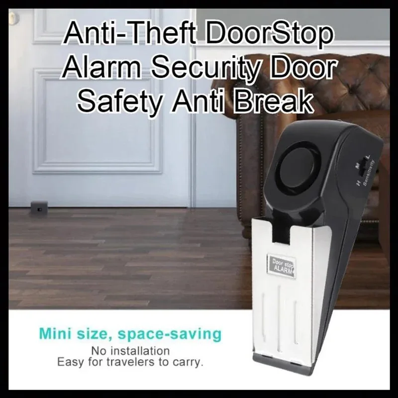 Smart Home Security Wedge Alarm Wireless Door Stop Alarm System Safety Anti-Theft Door Block Portable Stoppers Alarm view 4