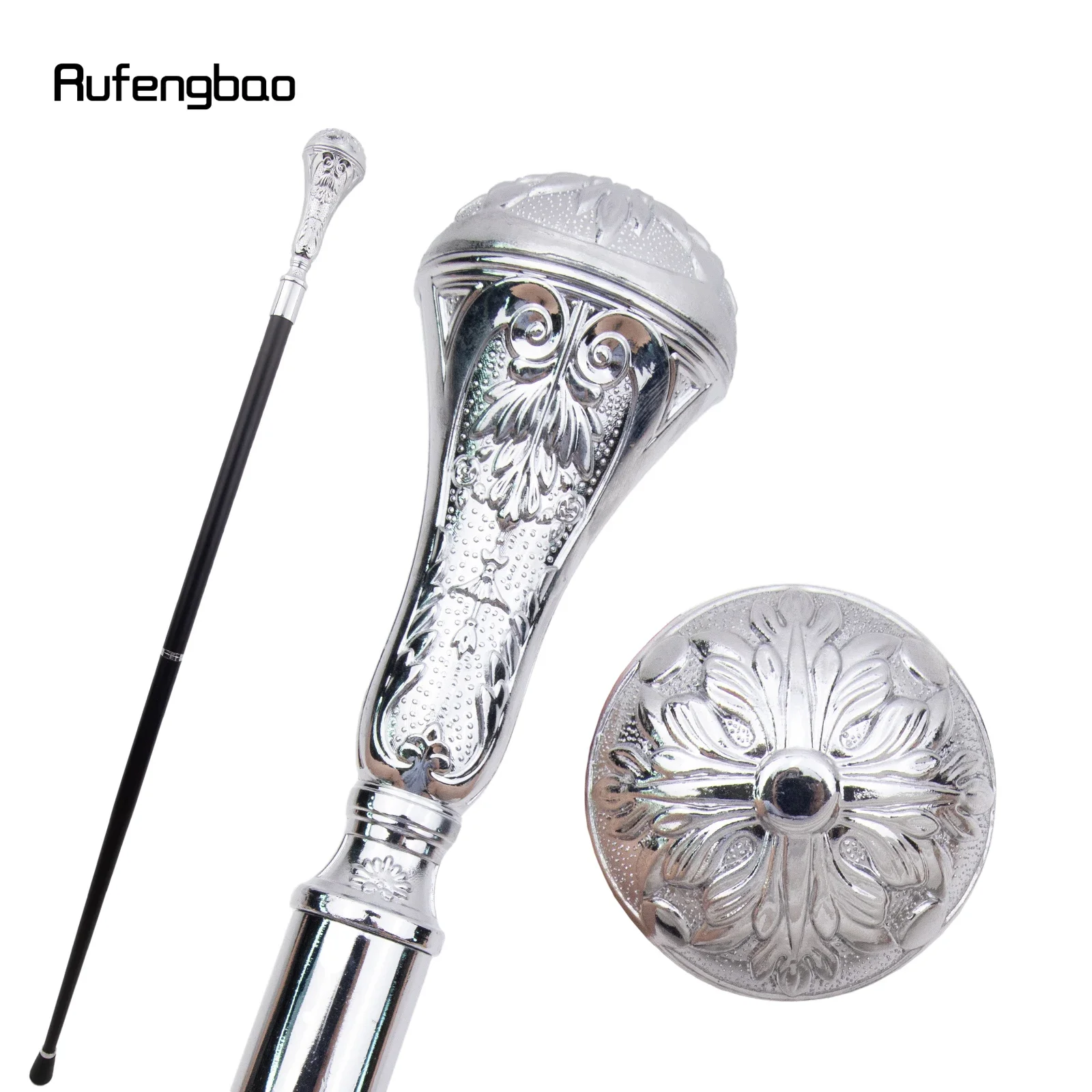 White Luxury Flower Round Handle Fashion Cosplay Walking Stick  Party Decorative Cane Elegant Crosier Knob Walking Stick 93cm