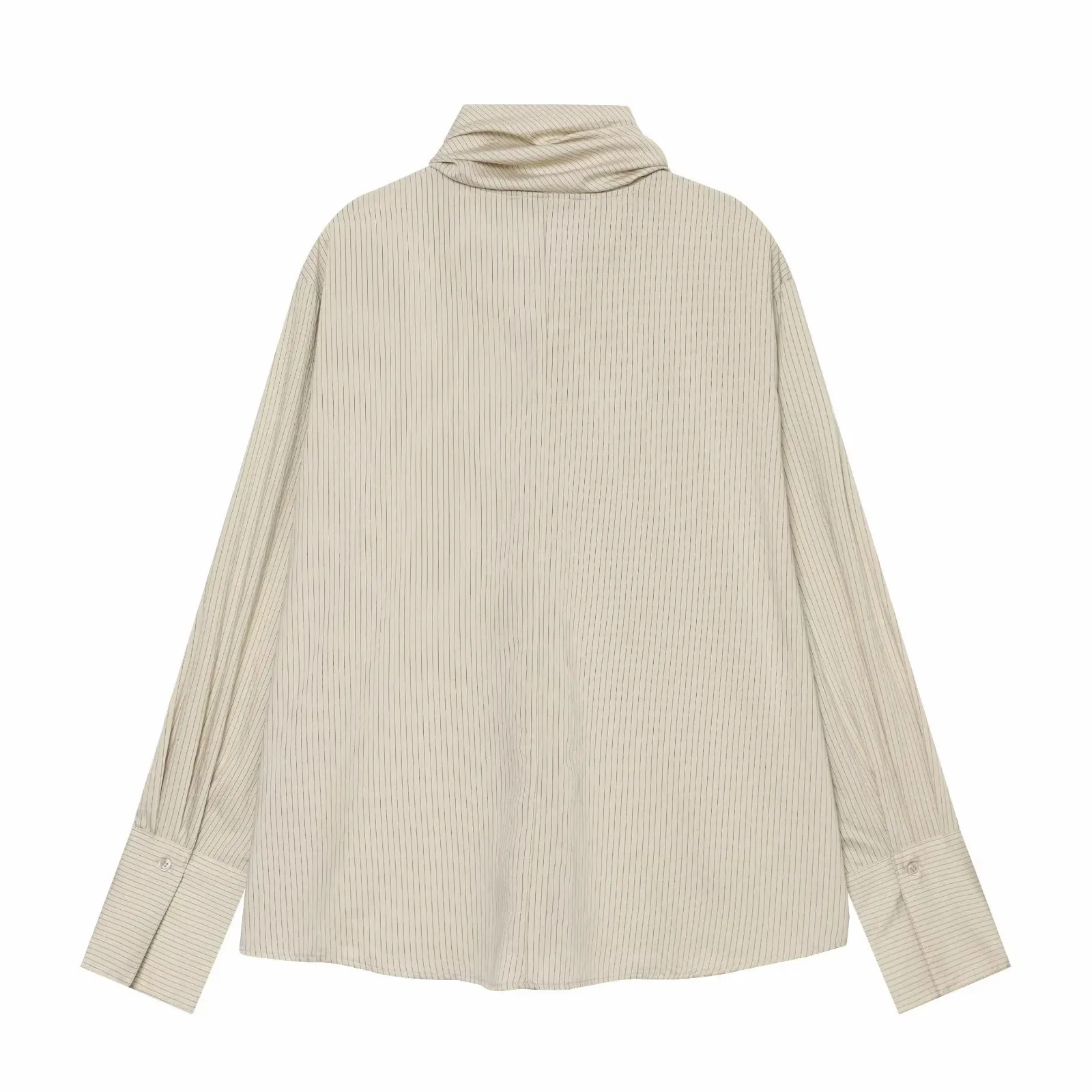 Gestreifte Hemden für Damen, Vintage, elegant, mit Puffärmeln, Sommer, neue High-Street-Kleidung, Freizeit, einreihig, mit Reverskragen. – Detail 3