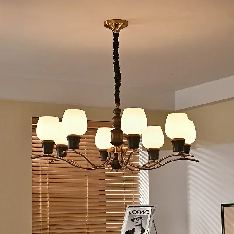 

SANDYHA Creative Nordic Wooden Pendant Light Simple Ceiling Chandelier for Living Room Dining Room Table Decor Modern Lighting