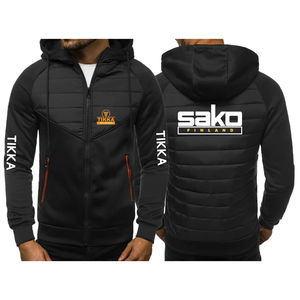 Tikka By Sako Finland Firearms Men's Printing Hoodies Classic Fashion Casual Long Sleeve Solid Color Padded Zipper Jacket Coat