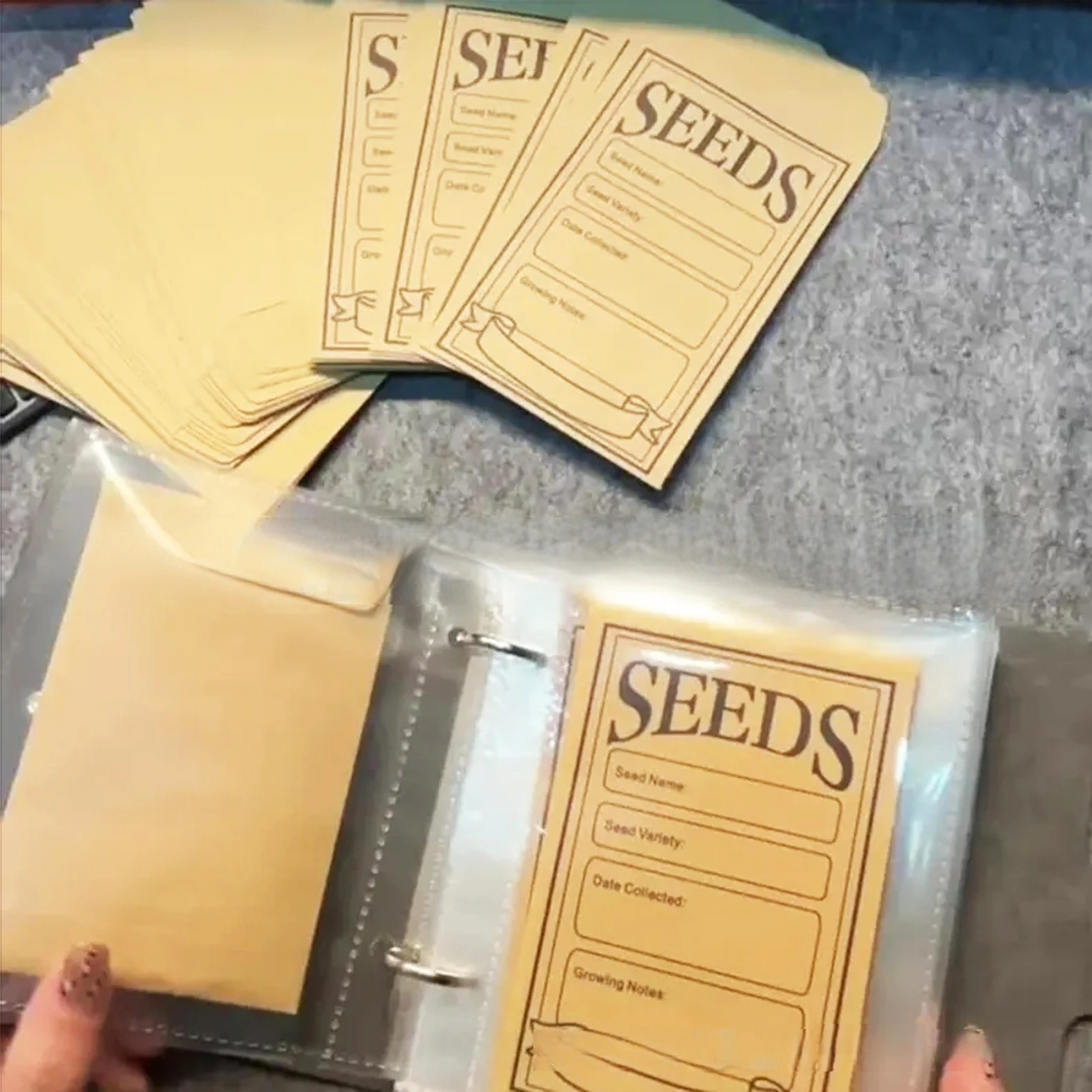 Gardening Lovers Seed Storage Organizer Book 50Pcs Portable Seed Saving Envelopes for Vegetable Fruit Seeds Container