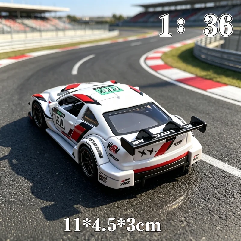 Alloy Modification Track Racing Toy, Return Force Metal Sports Car Model, Can Open Door Design, Suitable for Collecting desktop