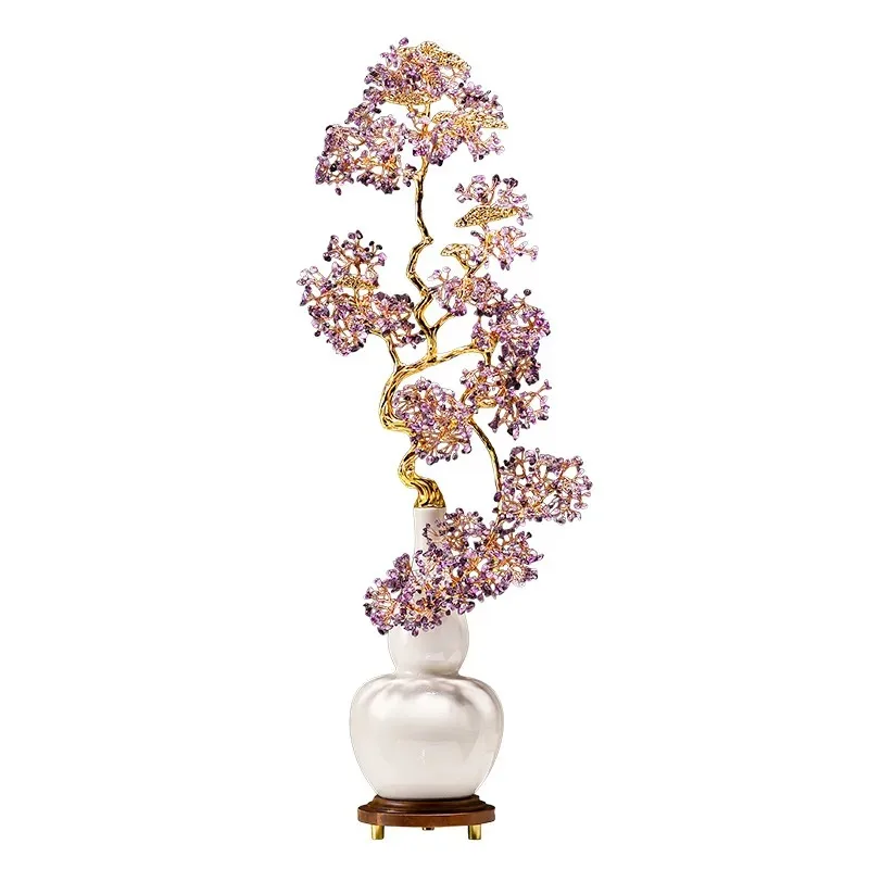 

CHINA Amethyst Fortune Tree Entrance Vertical High Ornament Light Luxury Niche Slender Art Ornament Moving Gift