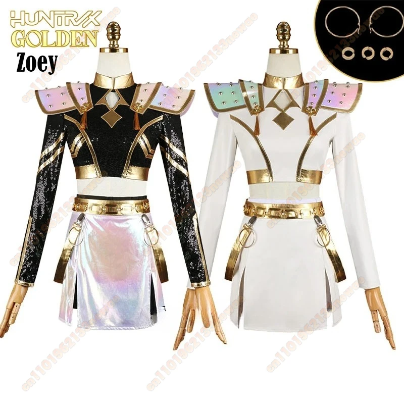 

new Zoey Kpop Demon Hunters Cosplay Costume Zoey Golden Cosplay Rumi Mira Cosplay Stage Outfit Halloween Role Play Uniform Women