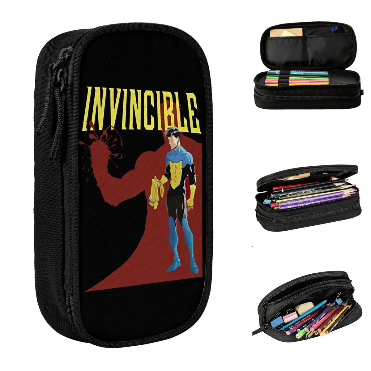 

Invincibles TV Series Minimal Hero Print Pencil Case Omni Man School Pencil Cases Zip Child College Pencil Pouch School Supplies