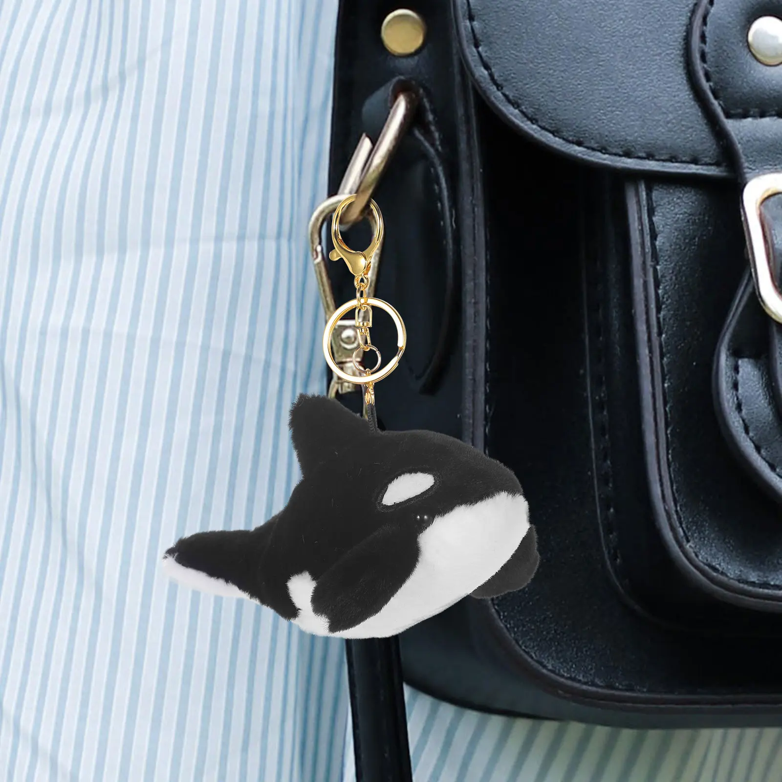 Killer Whale Keychain Cartoon Bag Hanging Pendants Stuffed Animal Keyring Backpack Lovely Plush Cute For Backpacks Gift Rings