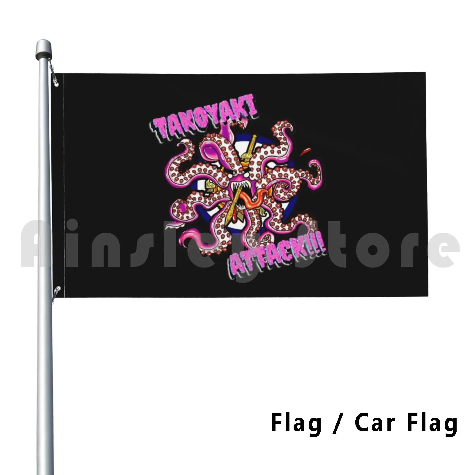 Takoyaki Attack | Black Outdoor Decor Flag Car Flag Japanesefood Takoyaki Sushi Food Japan Foodie Japanese