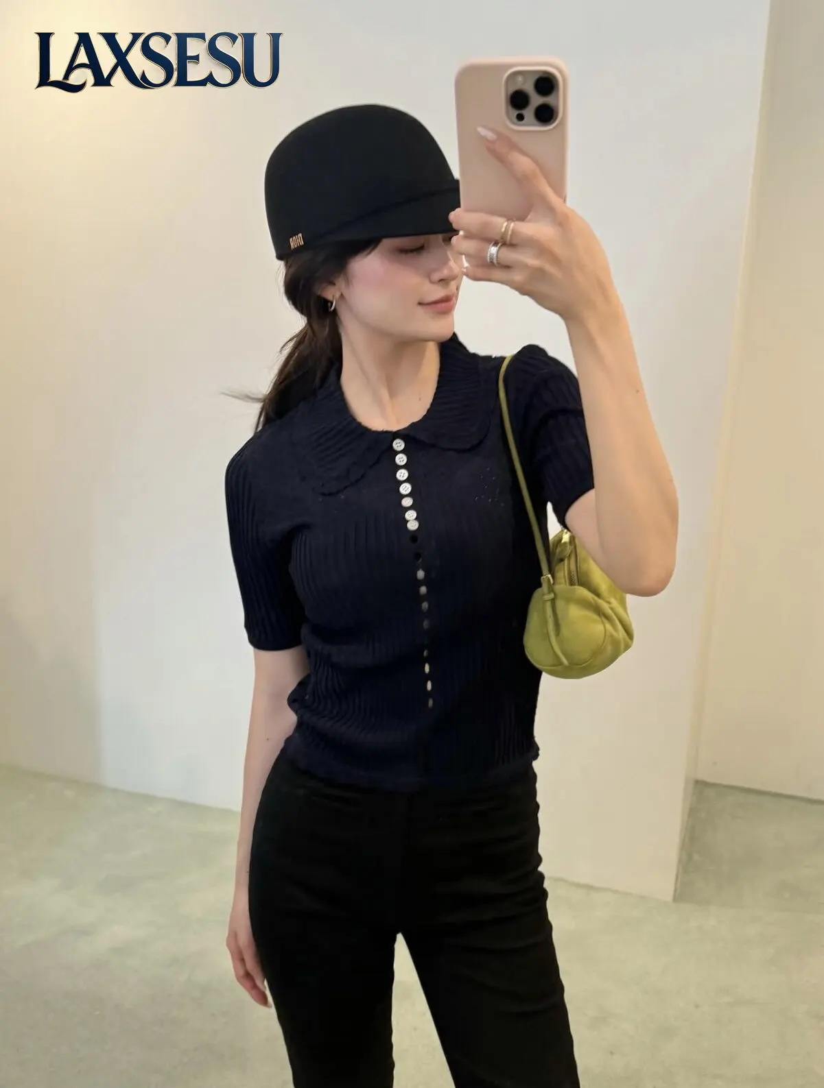Women's Tops Summer Women's Polo Shirts Slim Sweet Cute Versatile Polo Collar Tees Versatile Girl's Knitted Shirt Japanese Style