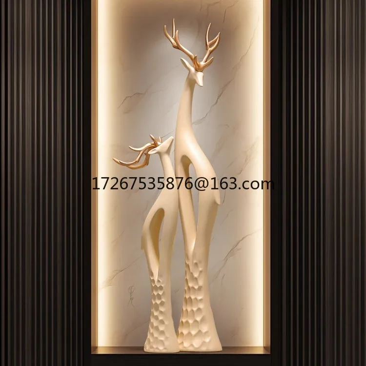 

Entry entrance Slender vertical height Lucky deer decorative ornament High-end niche living room TV cabinet Sculpture artwork