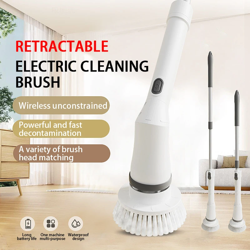 

Multi-function Long Handle Cordless Electric Cleaning Brush Bathtub Brush Portable Fish Tank Cooktop Electric Cleaning Brush