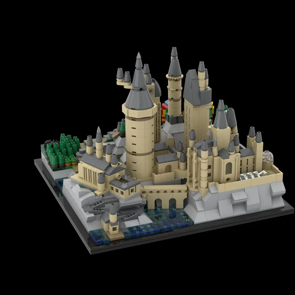 MOC-Castle Architecture Building Blocks para Crianças, Brinquedo Modelo Montado, Castelo Escolar, Presentes de Aniversário de Tijolo DIY, 1347PCs