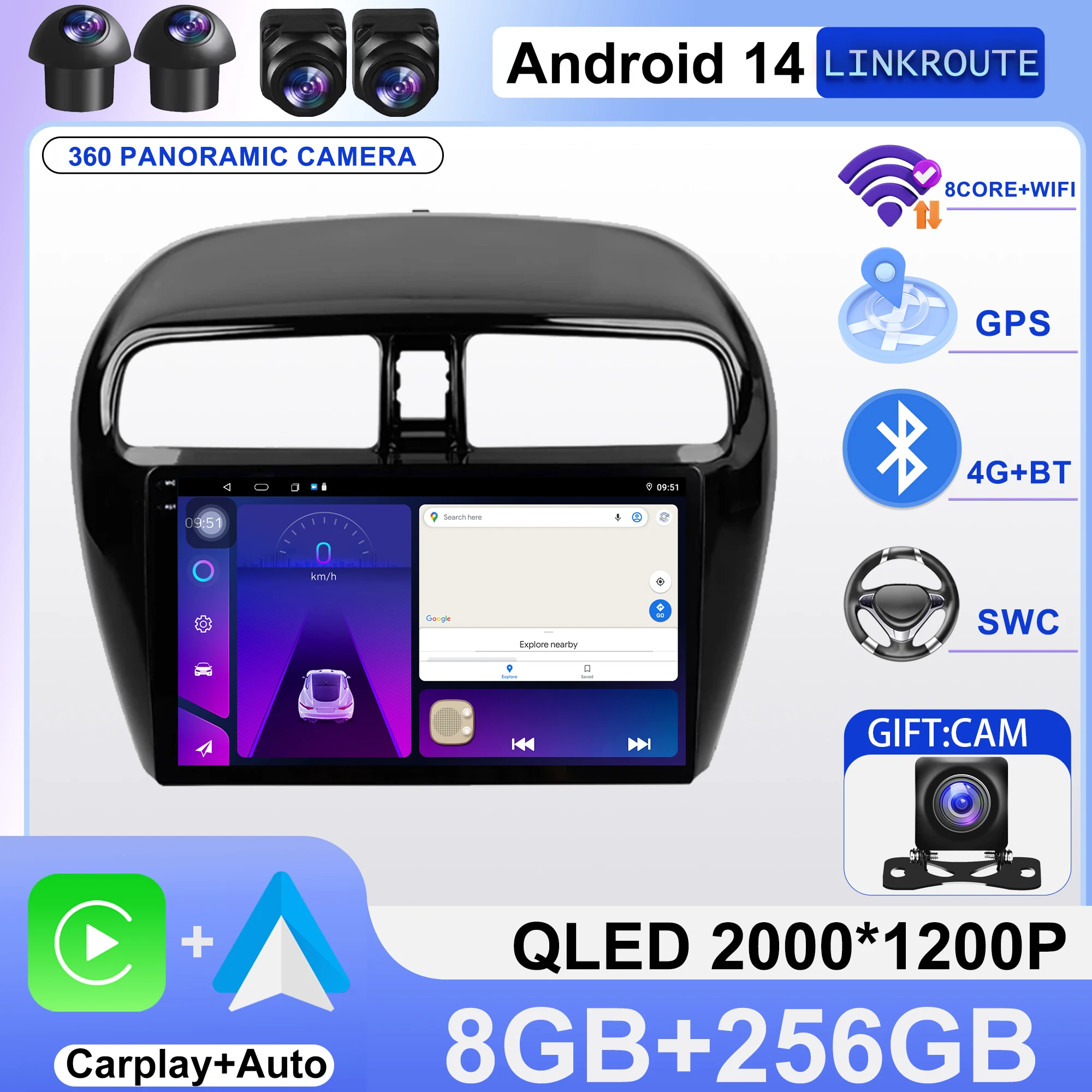 

Android 14 для Mitsubishi Mirage 6 Attrage 2012-2018 Автомобильный радиоприемник Мультимедийный видеоплеер Навигация GPS Беспроводной Carplay WIFI