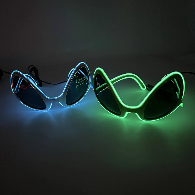 Halloween Funny Sunglasses Boys Girls Personalized Eyewear Alien Style Party Glasses Luminous Neon Light Flashing For Halloween