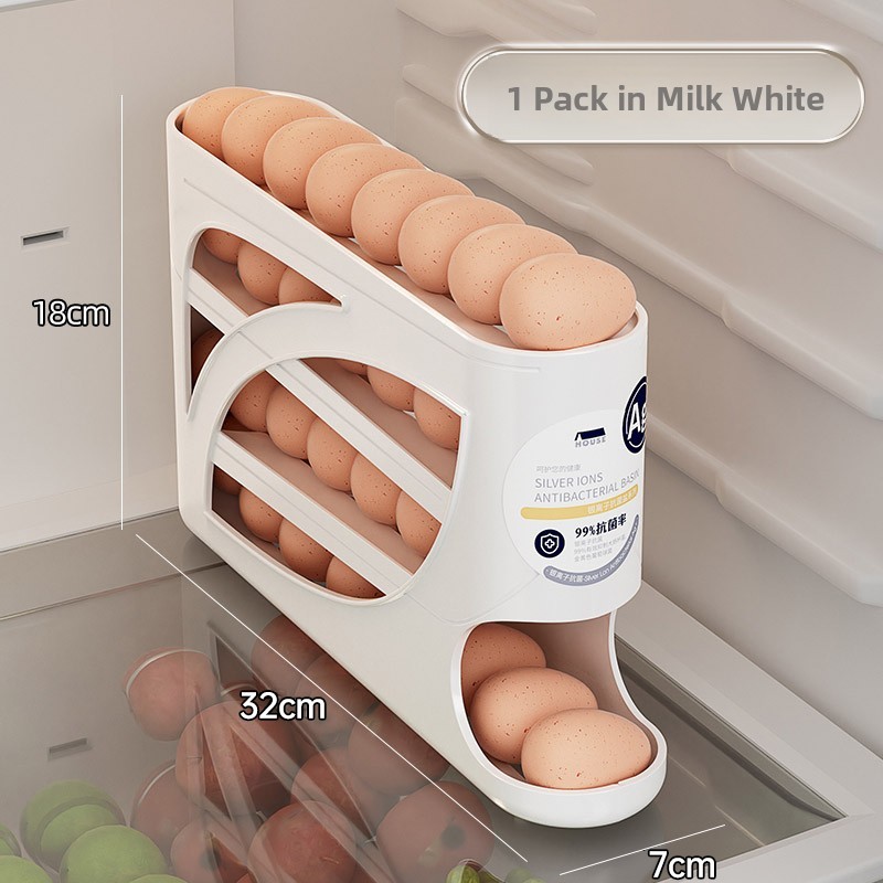  Kitchen Double Mouth Multi-layer Slanted Mouth Auatic Rolling Egg Organizer Frie Egg Tray Fren Preservation Box 