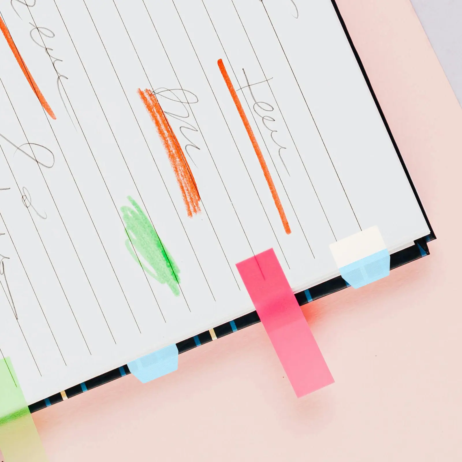 600Pcs Colorful Adhesive Tabs Index Tabs Transparent Writable Page Markers Bright Fluorescent Sticky Dividers for School Office