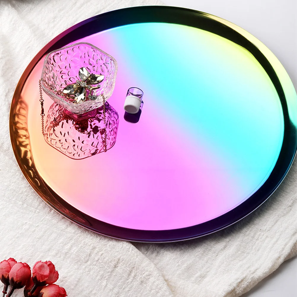 

1Pcs Stainless Steel Fruit Plate Multipurpose Snack Cake Candy Tray Food Storage Serving Plate Fruit Tray Dessert Plates