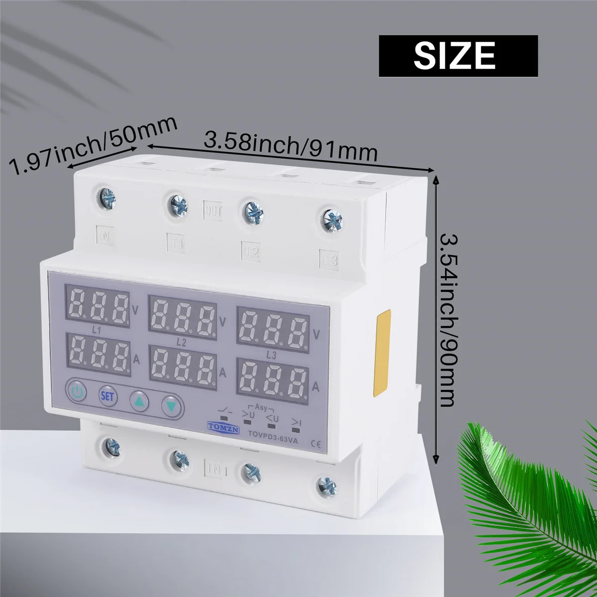 Din Rail 3 Phase Voltage Relay 380V Voltmeter Ammeter over and Under Voltage Monitor Relays Protector Adjust Current 63A