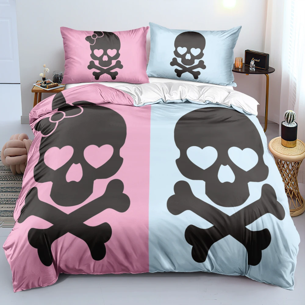 3D Digital Funny Skull Linens Bed Double-sided Duvet Cover Set Twin Queen King Size 245x210cm Bedding Set Bedroom for Gift