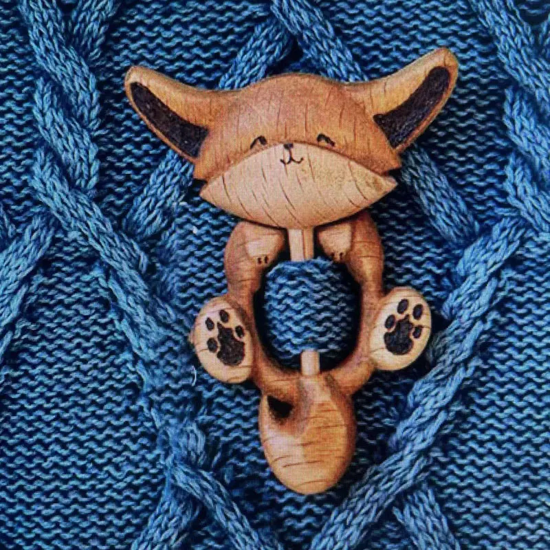 Funny Wooden Cartoon Animal Brooch for Women Men DIY Craft Badge Cute Cat Fox Dog Shawl Pin Scarf Buckle Badge Jewelry Gift