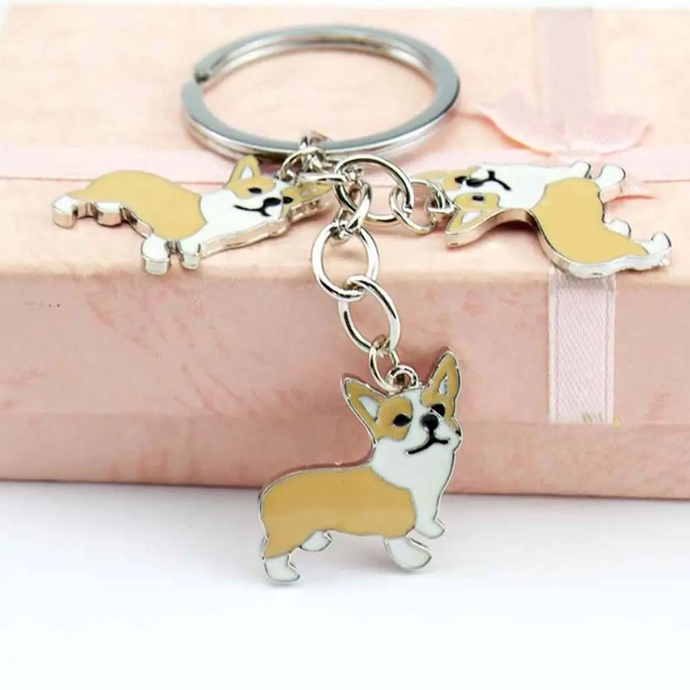 Charm Cartoon Welsh Corgi Dog Car Key Holder Pet Key Ring Dog Key Chain Corgi Key Chain Bag Key Chain Handbag Pendant