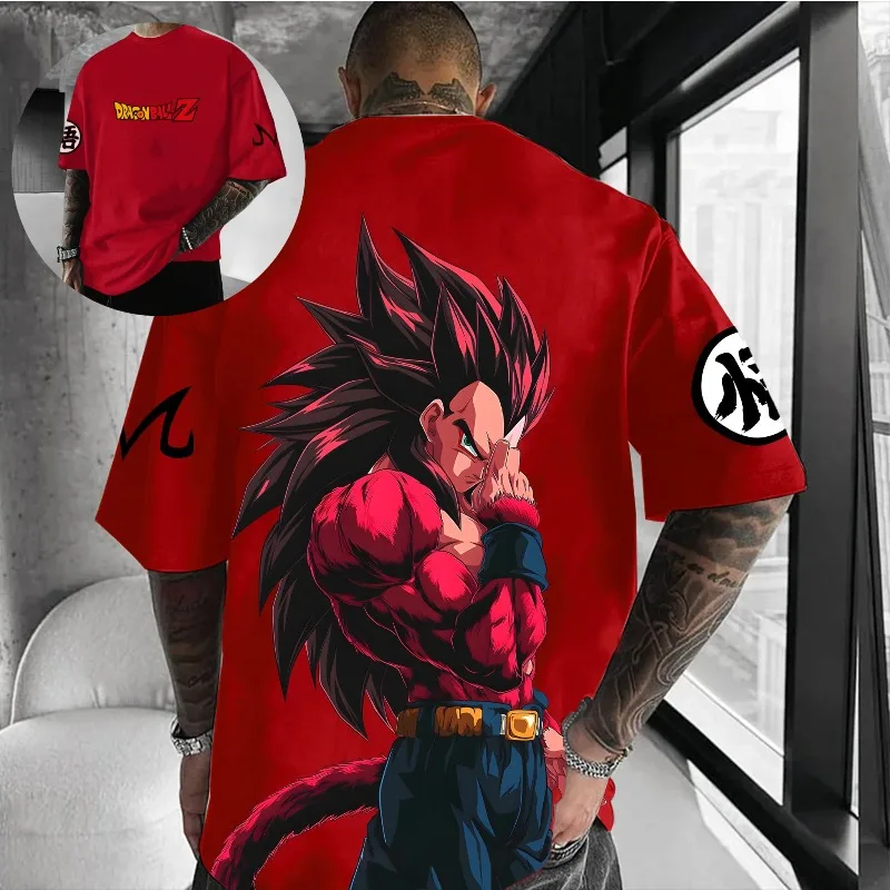 2026 Chinesisches Neujahr Anime Dragon Ball Beijita Herren T-Shirt Übergroßes Retro Street Herren Lässiges Lockeres Kurzarm-Oberteil