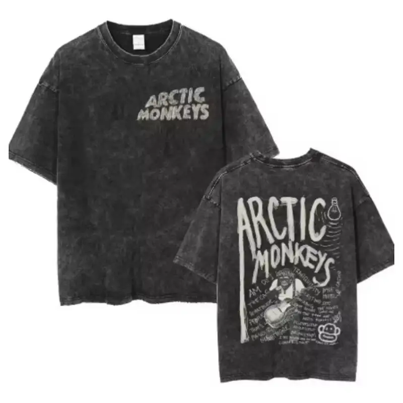Y2K Hip-Hop Streetwear Kurzarm-T-Shirt, Retro Arctic Monkeys Rock-Album Grafik Vintage Oversized Shirt für Herren – Detail 10