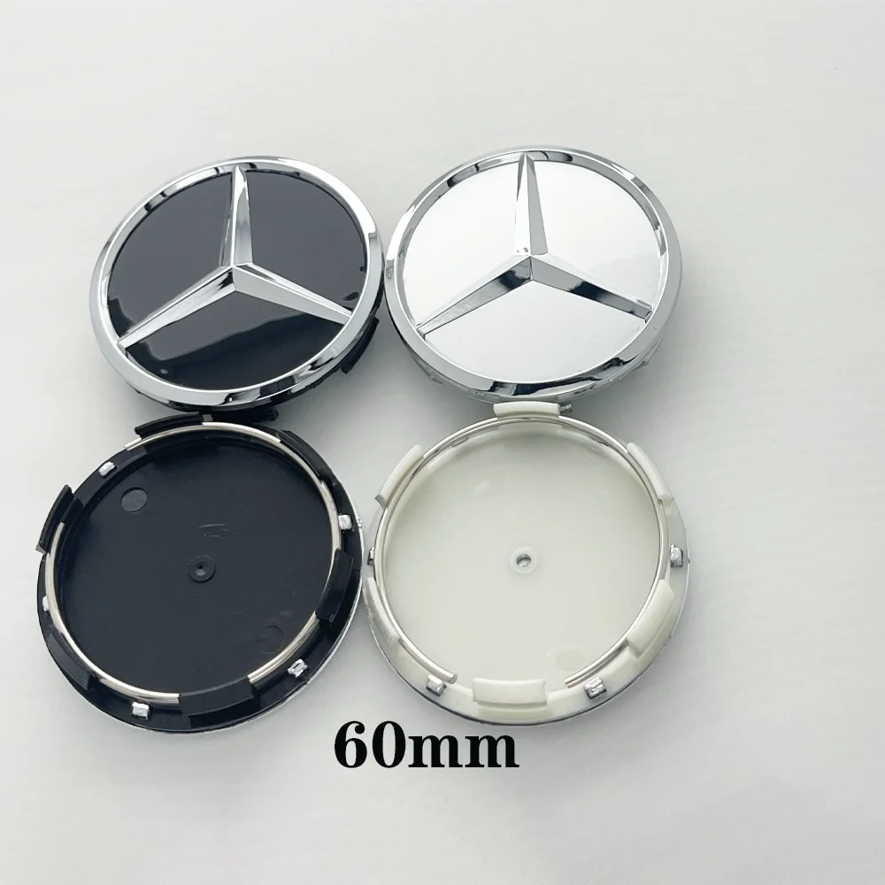 4 teile/los 60mm modifizierte schwarz silber auto rad mittelnaben kappen felgen abdeckungen für mercedes benz a b c cla cls g m r zubehör