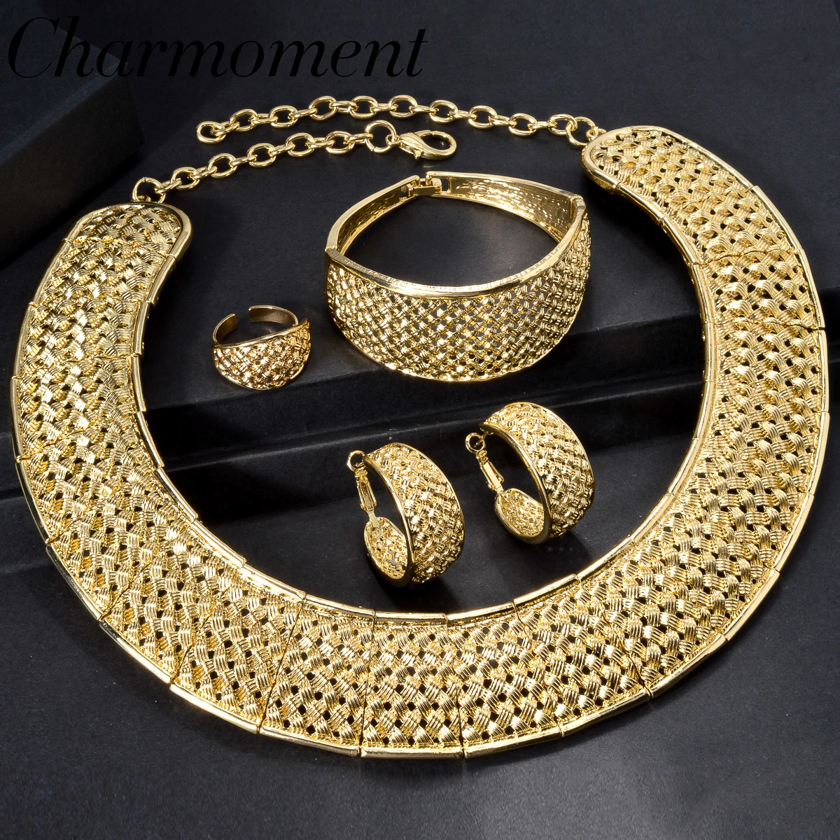 

Luxury Quality Jewelry Set Women Necklace Bracelet Ring Earrings 2024 Trend Dubai Wedding Party Jewelry Set Mother's Day Gift