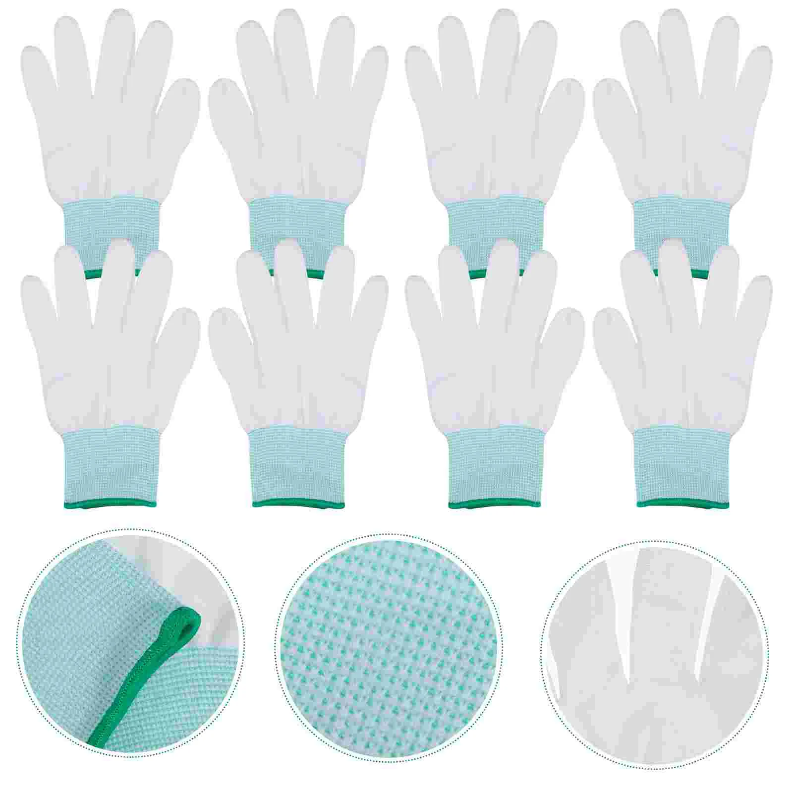 

10 Pairs Pu Finger Gloves Anti-static Non-skid Work Protection Labor Fittings Tool Protective Mitten Nylon