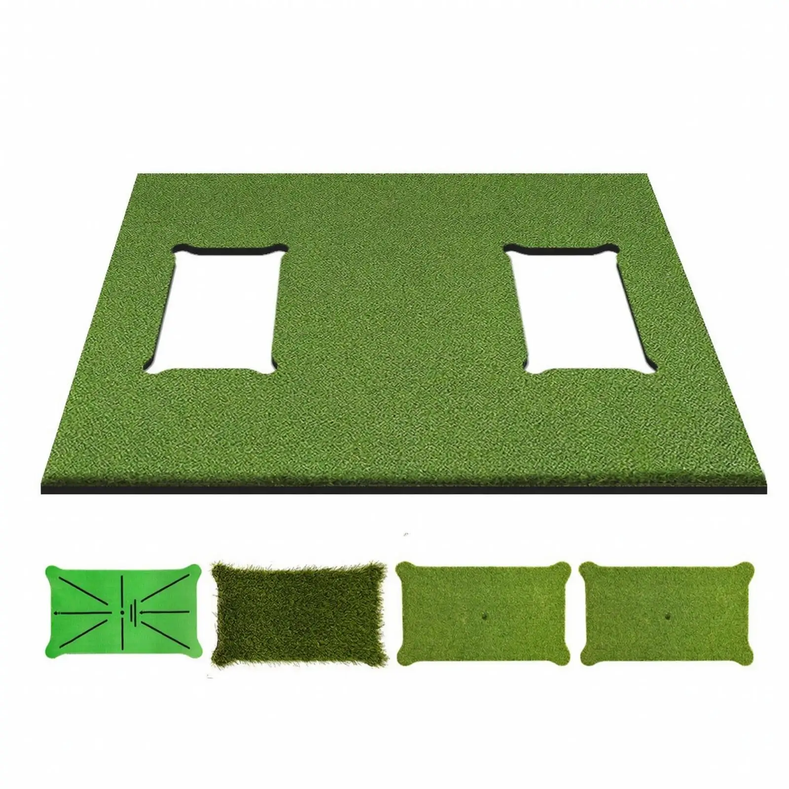 Shock Absorbing Golf Hitting Mat for Indoor Golf Simulator Setup with Replaceable Turf Openings