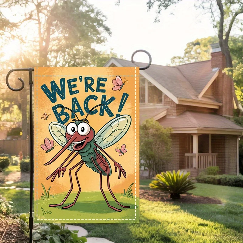 2D Flat - One Piece of 2D Flat Design, a Festive Yard Flag Announcing The Return of Mosquitoes, Featuring