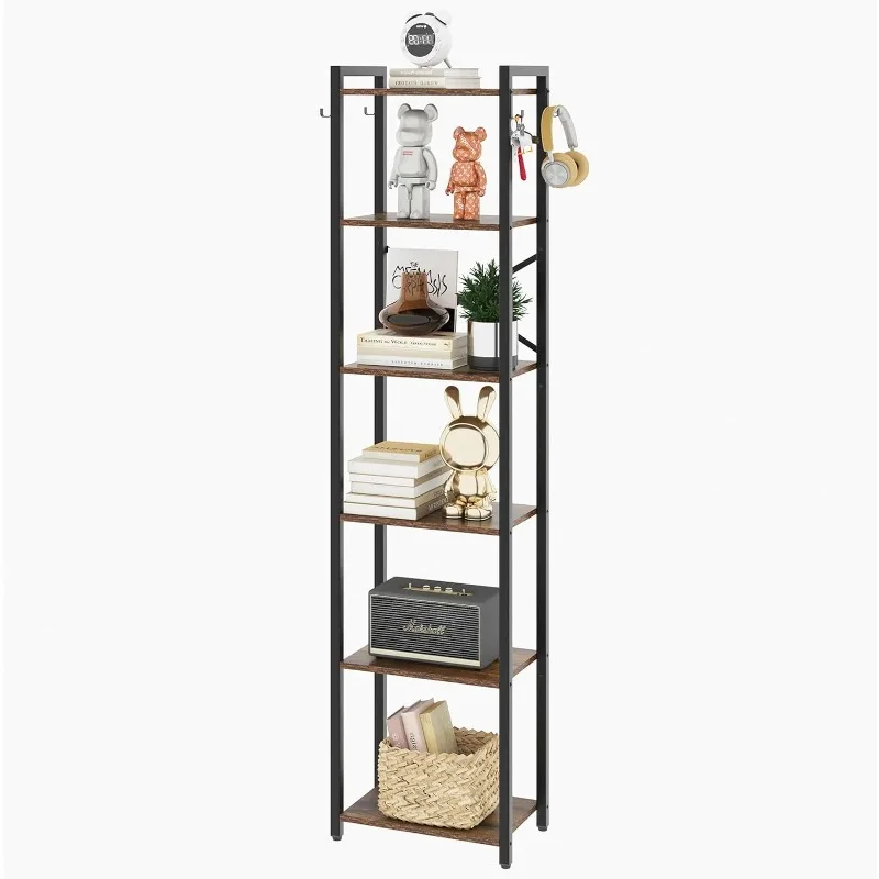 

Bookshelf, 6-Tier Ladder Shelf Organizer, Narrow Shelving Unit, Corner Storage Racks, Large Capacity Bookcase, for Home Office