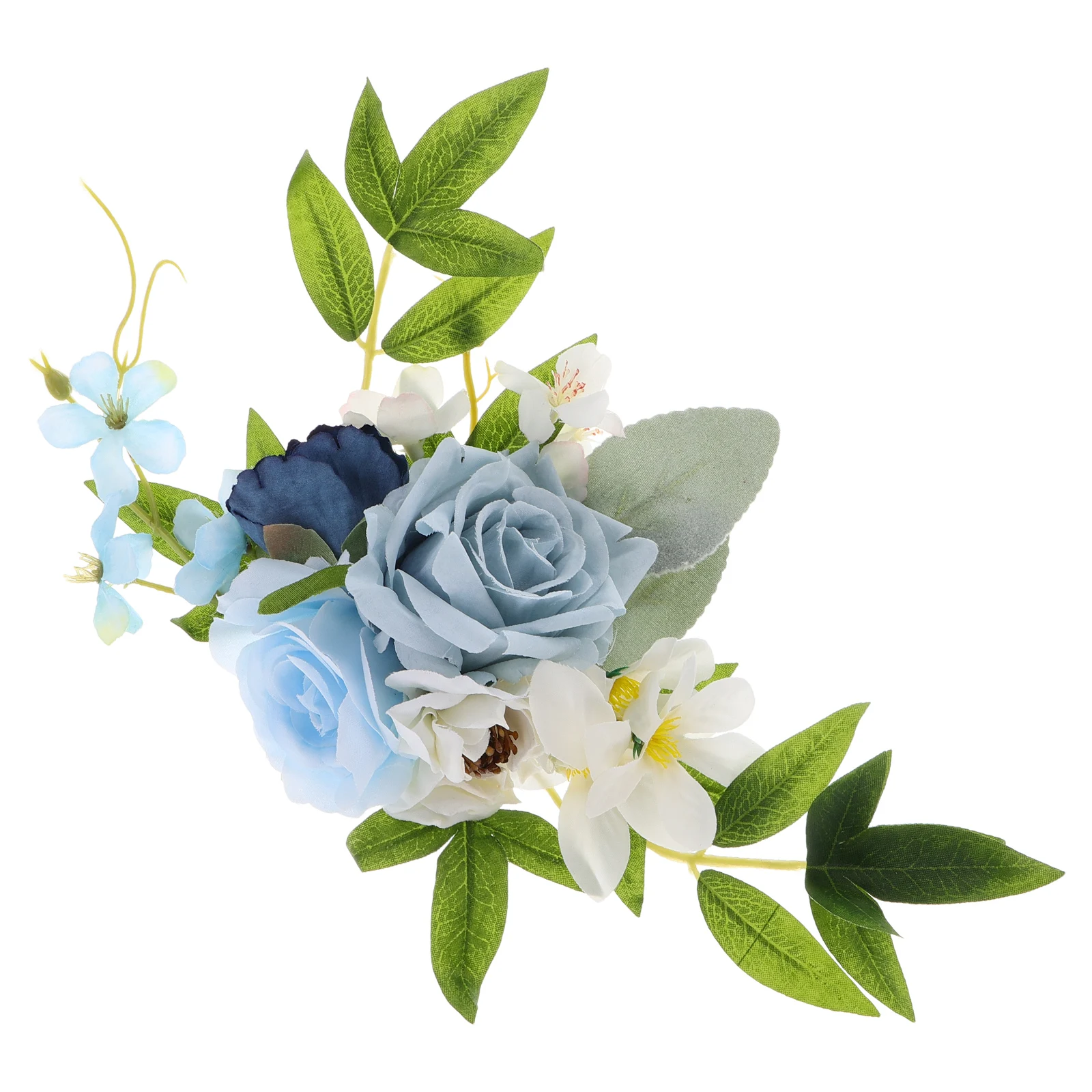 

Artificial Flowers for Cake Decoration PU Blue Roses Wedding Corsages Faux Flower Branches Bridal Bouquet Set Simulated