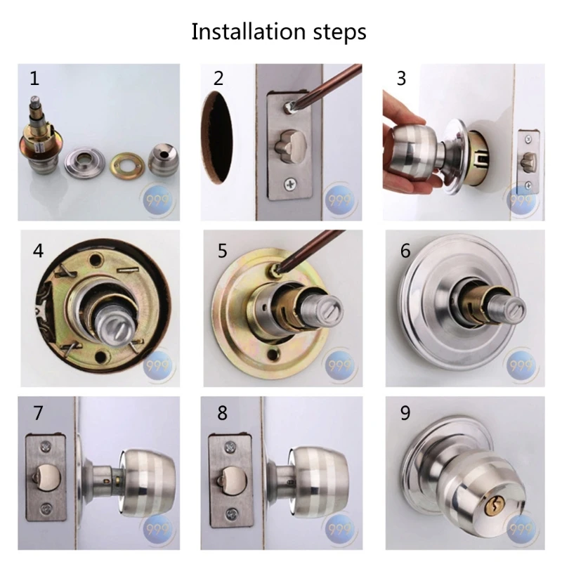 Keyed Entry Door Knob Reversible Round Lock Polished Brass Finish Door Lock Simple Installs for Interior & Exterior