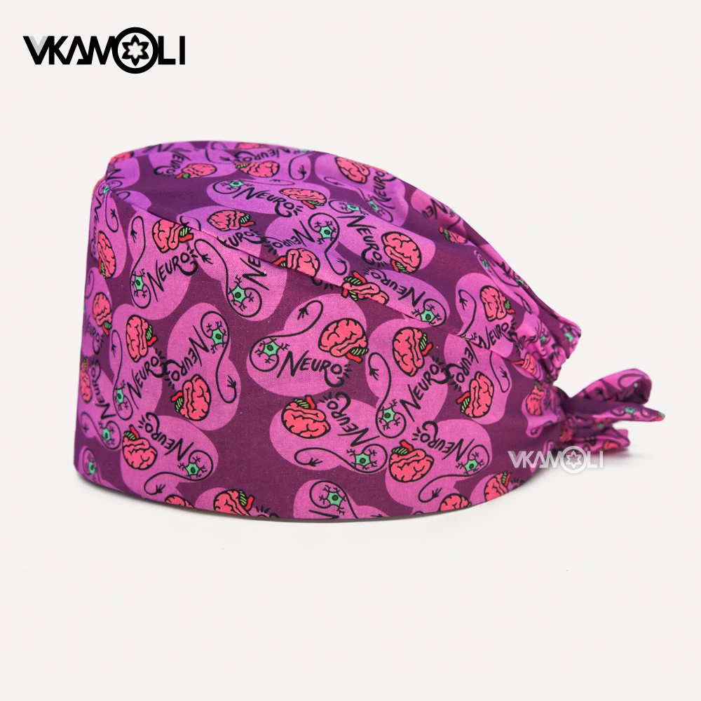 Neural pattern printing scrubs cap hospital doctor's specialty operating room work scrubs hat