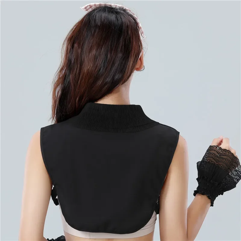 Womens Detachable Fake False Collar Black White Chiffon Half Shirt Blouse Top Adjust Female Sweater Clothes Accessories