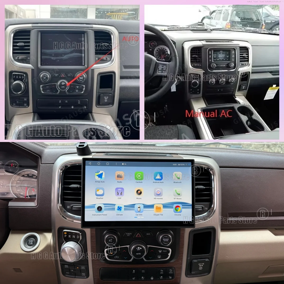 11.6 Inch Android For Dodge RAM 1500 2013-2018 Car Radio QLED Touch Screen CarPlay Multimedia Player GPS Navigation Head Unit