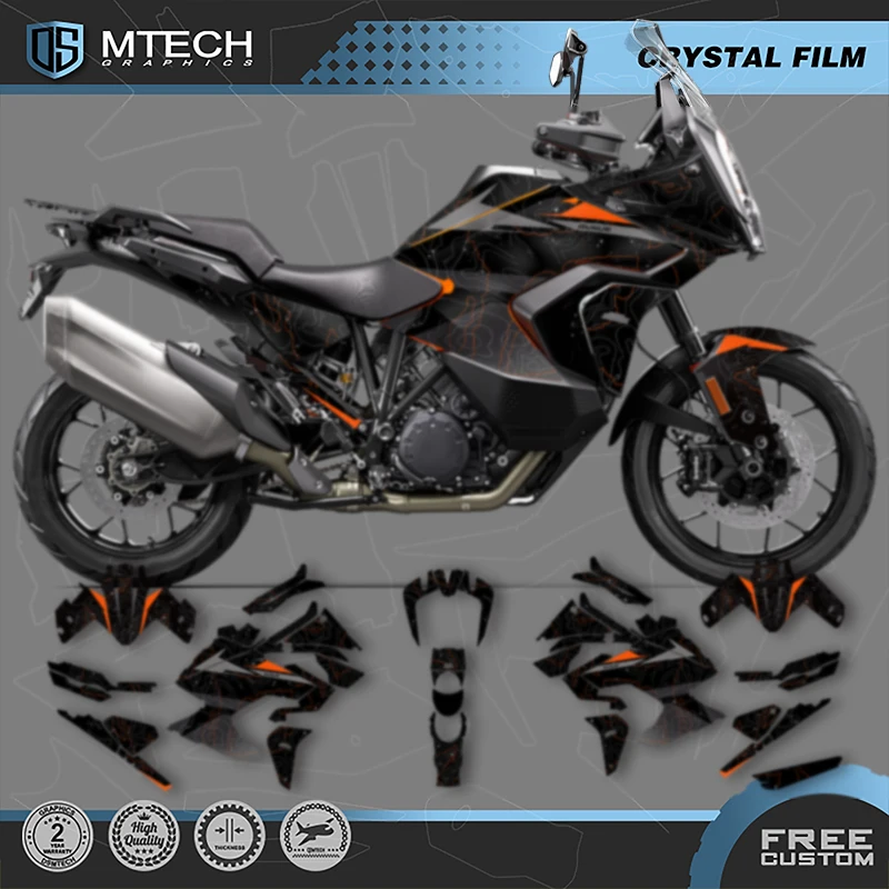 DSMTECH Custom Motorcycle Graphics Decal Stickers Kits For KTM 2021 2022 2023 ADV 790 1290 R S 005